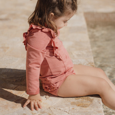 LITTLE DUTCH. Παιδικό μαγιό μπικίνι με βολάν Dreamy Pink Sparkle - Νο 98/104