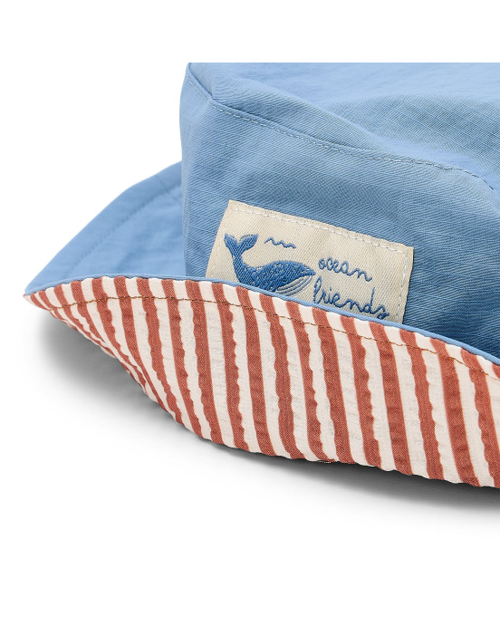 LITTLE DUTCH. Παιδικό καπέλο ήλιου διπλής όψης Ocean Blue - Νο 3 (48,5-50εκ.)