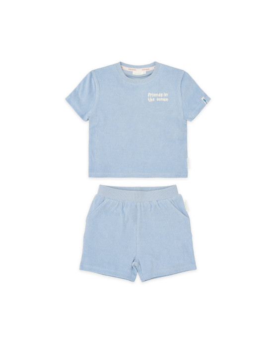 LITTLE DUTCH. Σετ μπλουζάκι και κοντό παντελονάκι Ocean World Blue - Νο 74/80