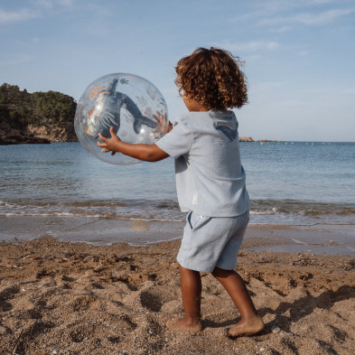 LITTLE DUTCH. Σετ μπλουζάκι και κοντό παντελονάκι πετσετέ Ocean World Blue - Νο 62/68