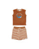 LITTLE DUTCH. Σετ αμάνικο μπλουζάκι και κοντό παντελονάκι Ocean World Brown - 98/104