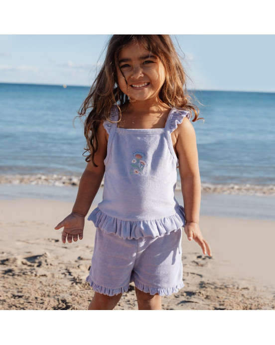 LITTLE DUTCH. Σετ μπλουζάκι και κοντό παντελονάκι Dreamy Purple - Νο 74/80