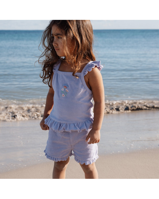 LITTLE DUTCH. Σετ μπλουζάκι και κοντό παντελονάκι Dreamy Purple - Νο 74/80