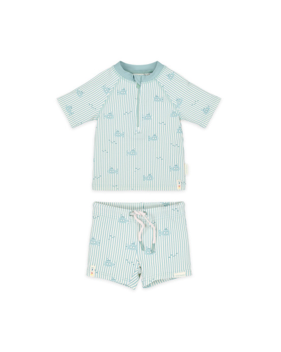 LITTLE DUTCH. Σετ μπλουζάκι κοντομάνικο και μαγιό UV για αγόρια Ocean Adventure - Νο 74/80