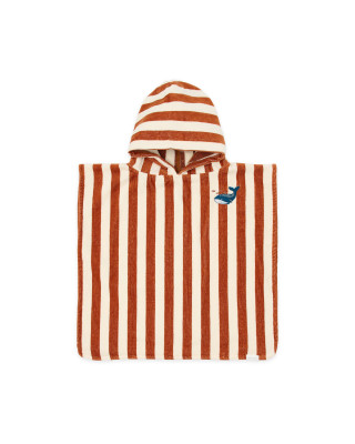LITTLE DUTCH. Παιδικό πόντσο Ocean World Brown Stripe - One size
