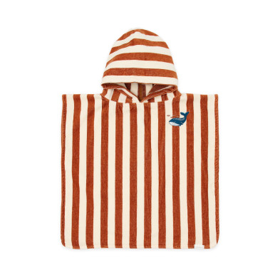 LITTLE DUTCH. Παιδικό πόντσο Ocean World Brown Stripe - One size
