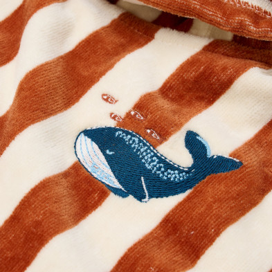 LITTLE DUTCH. Παιδικό πόντσο Ocean World Brown Stripe - One size