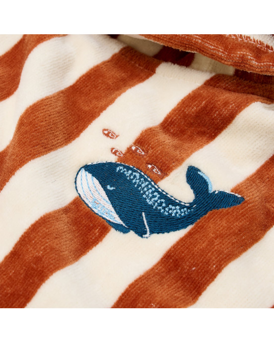 LITTLE DUTCH. Παιδικό πόντσο Ocean World Brown Stripe - One size
