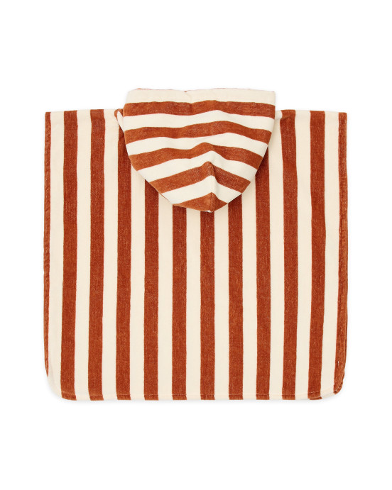LITTLE DUTCH. Παιδικό πόντσο Ocean World Brown Stripe - One size