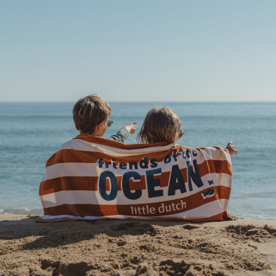 LITTLE DUTCH. Πετσέτα θαλάσσης Ocean World Brown Stripe - 60x120