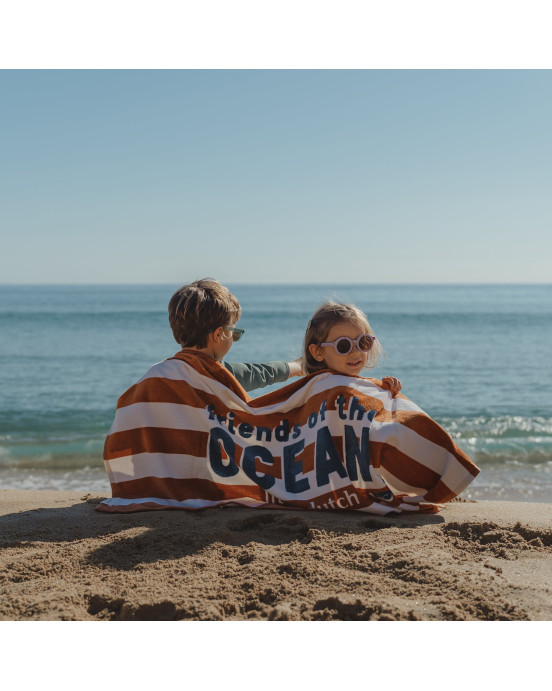 LITTLE DUTCH. Πετσέτα θαλάσσης Ocean World Brown Stripe - 60x120