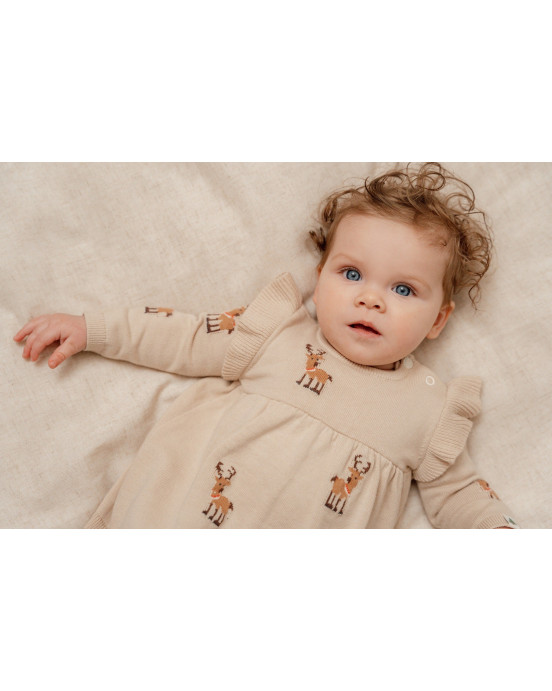 LITTLE DUTCH. Χριστουγεννιάτικο μακρυμάνικο πλεκτό φορεματάκι με βολάν - Νο 68