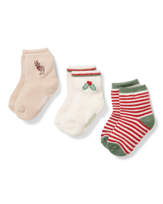 LITTLE DUTCH. Σετ 3 ζευγάρια βρεφικές κάλτσες Christmas - Νο 1
