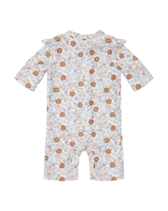LITTLE DUTCH. Ολόσωμο κοντομάνικο μαγιό με βολάν Vintage Little Flowers - 62/68