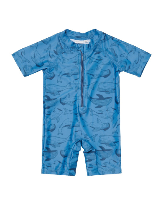 LITTLE DUTCH. Ολόσωμο μαγιό για αγόρια με προστασία UV Sea Life Blue - Νο 62/68