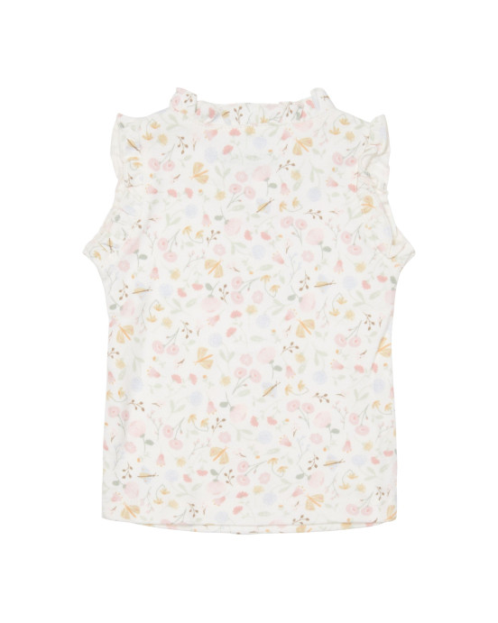 LITTLE DUTCH. Μπλουζάκι αμάνικο με κουμπάκια Flowers & Butterflies - 68