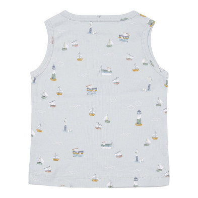 LITTLE DUTCH. Μπλουζάκι αμάνικο με κουμπάκια Sailors Bay Blue - 80