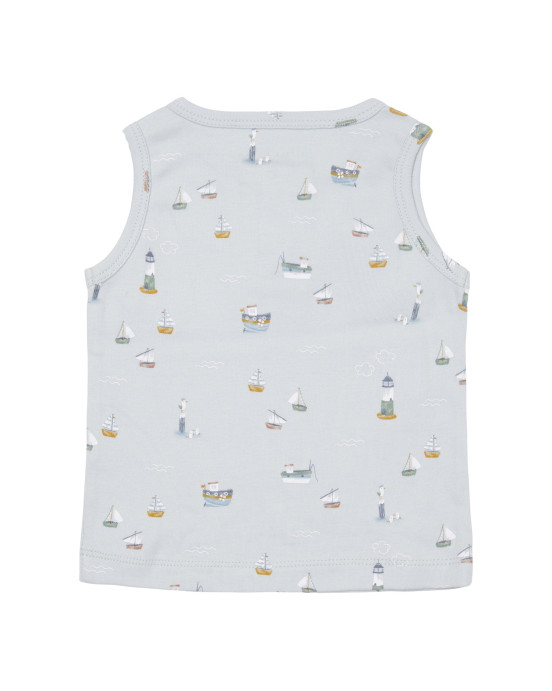 LITTLE DUTCH. Μπλουζάκι αμάνικο με κουμπάκια Sailors Bay Blue - 86