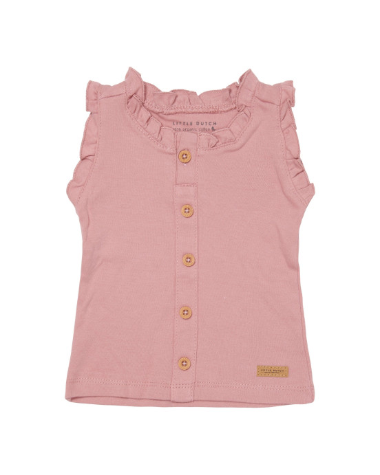 LITTLE DUTCH. Μπλουζάκι αμάνικο με κουμπάκια Vintage Pink - 68