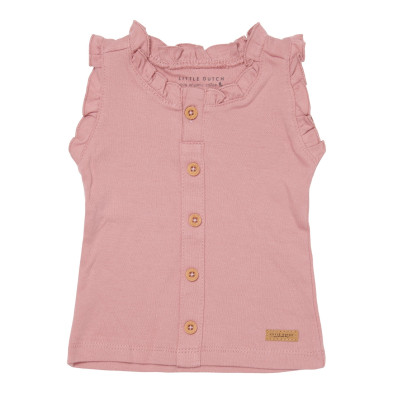 LITTLE DUTCH. Μπλουζάκι αμάνικο με κουμπάκια Vintage Pink - 80