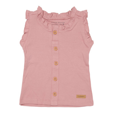 LITTLE DUTCH. Μπλουζάκι αμάνικο με κουμπάκια Vintage Pink - 86