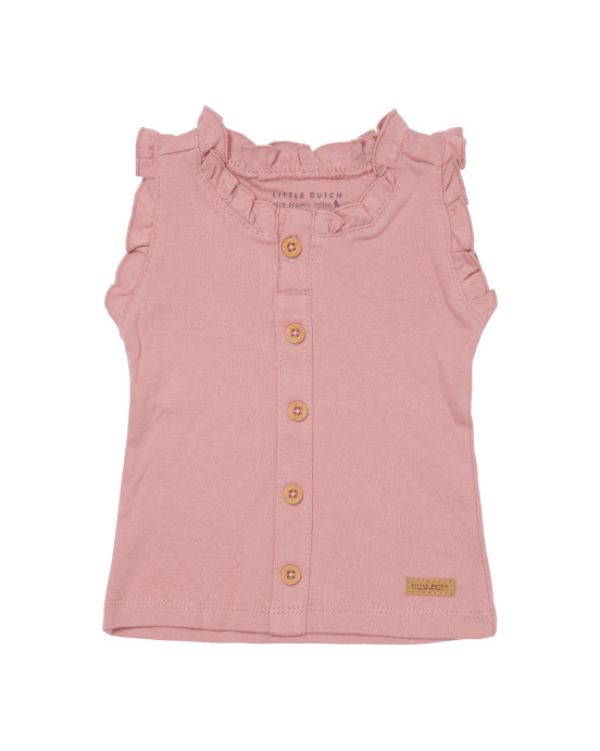 LITTLE DUTCH. Μπλουζάκι αμάνικο με κουμπάκια Vintage Pink - 86