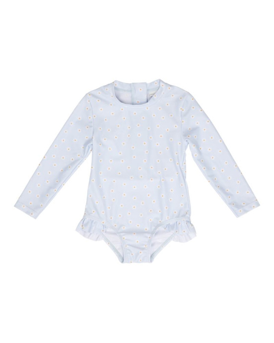 LITTLE DUTCH. Ολόσωμο μακρυμάνικο μαγιό για κορίτσια Daisies Blue - Νο 62/68