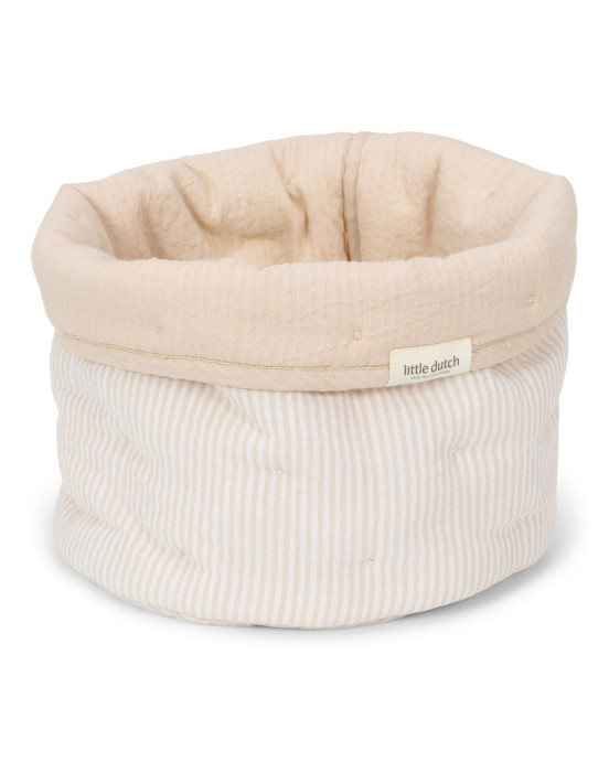LITTLE DUTCH. Καλάθι αλλαξιέρας καπιτονέ μικρό Pure Soft Beige Stripes
