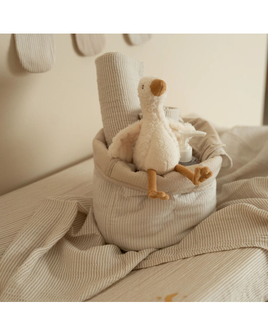 LITTLE DUTCH. Καλάθι αλλαξιέρας καπιτονέ μικρό Pure Soft Beige Stripes