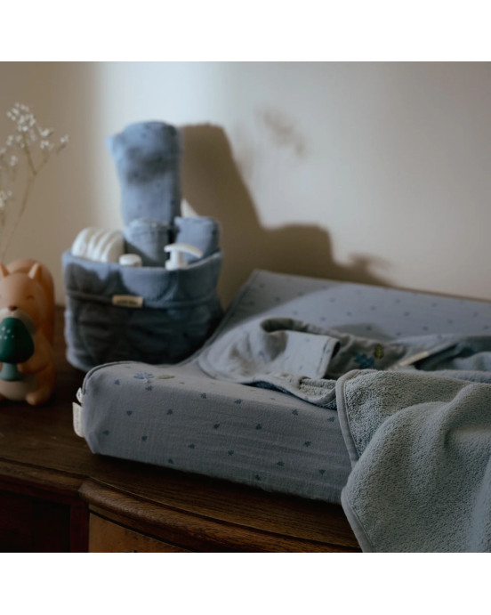 LITTLE DUTCH. Καλάθι αλλαξιέρας καπιτονέ μικρό Pure Denim Blue