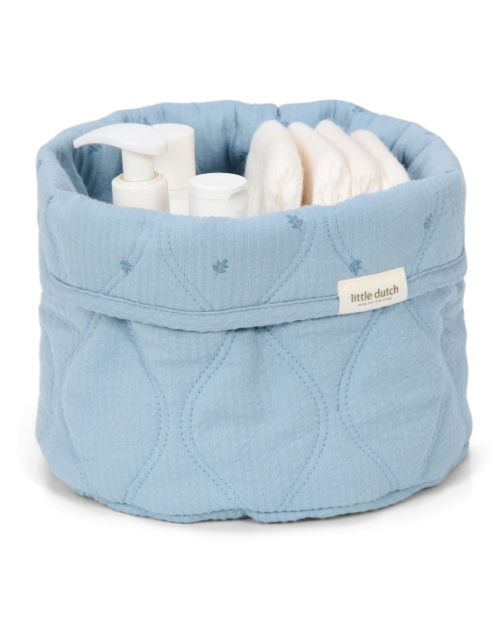 LITTLE DUTCH. Καλάθι αλλαξιέρας καπιτονέ μικρό Pure Denim Blue