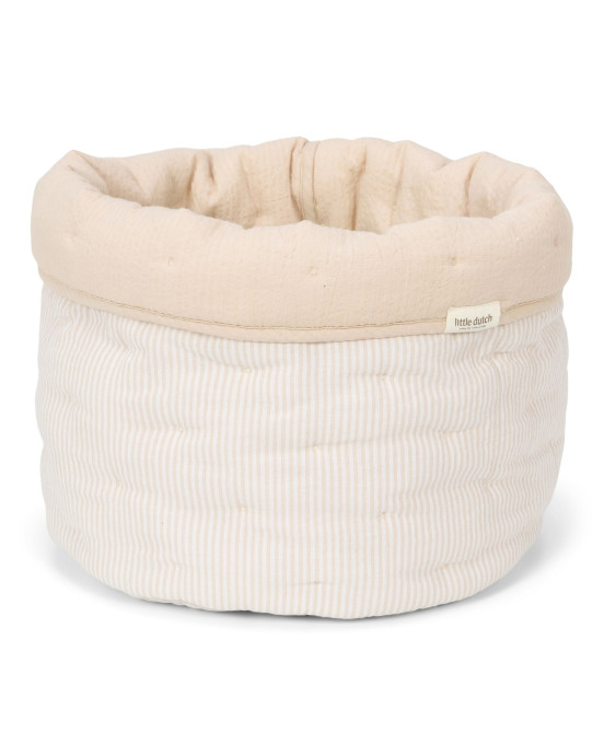 LITTLE DUTCH. Καλάθι αλλαξιέρας καπιτονέ μεγάλο Pure Soft Beige Stripes