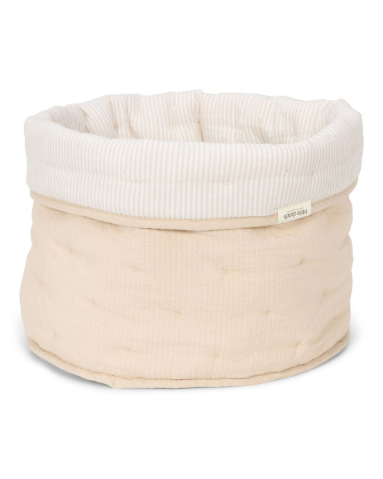 LITTLE DUTCH. Καλάθι αλλαξιέρας καπιτονέ μεγάλο Pure Soft Beige Stripes