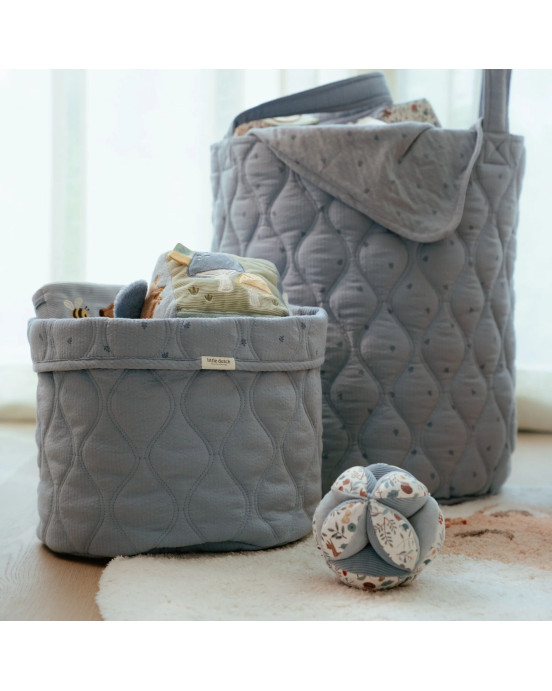 LITTLE DUTCH. Καλάθι αλλαξιέρας καπιτονέ μεγάλο Pure Denim Blue