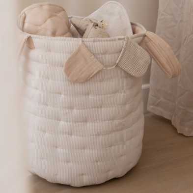 LITTLE DUTCH. Καλάθι αποθήκευσης μεγάλο Pure Soft Beige Stripe