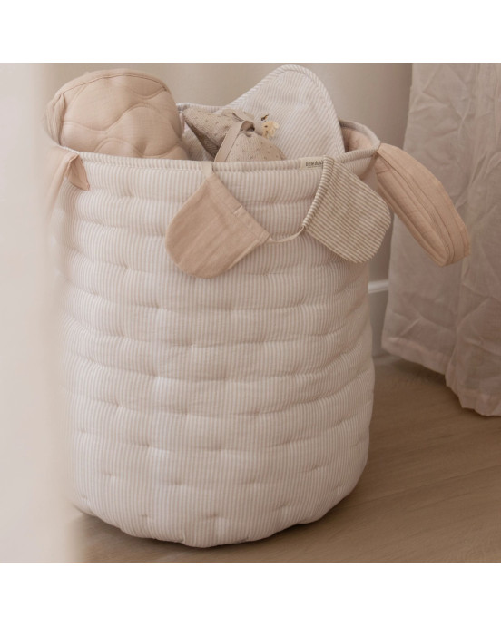 LITTLE DUTCH. Καλάθι αποθήκευσης μεγάλο Pure Soft Beige Stripe