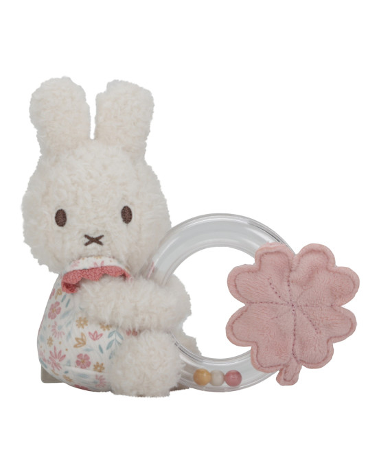 LITTLE DUTCH. Υφασμάτινη κουδουνίστρα με κρίκο Miffy - Lucky Blossom GRS