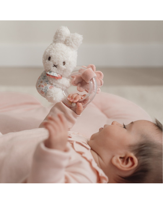 LITTLE DUTCH. Υφασμάτινη κουδουνίστρα με κρίκο Miffy - Lucky Blossom GRS