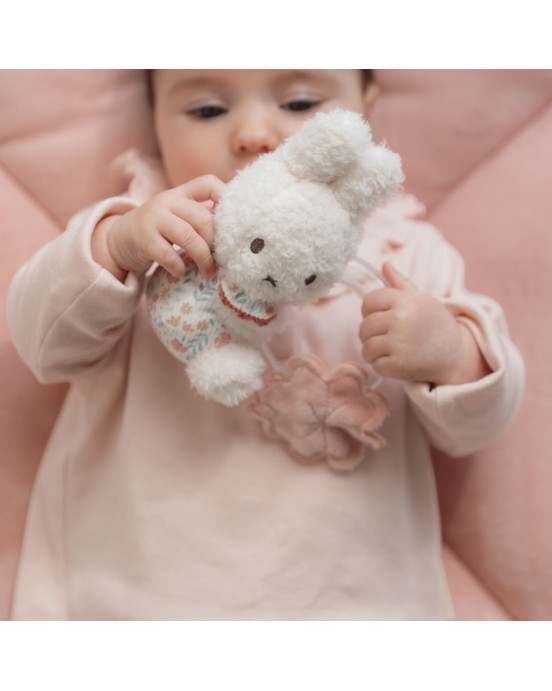 LITTLE DUTCH. Υφασμάτινη κουδουνίστρα με κρίκο Miffy - Lucky Blossom GRS