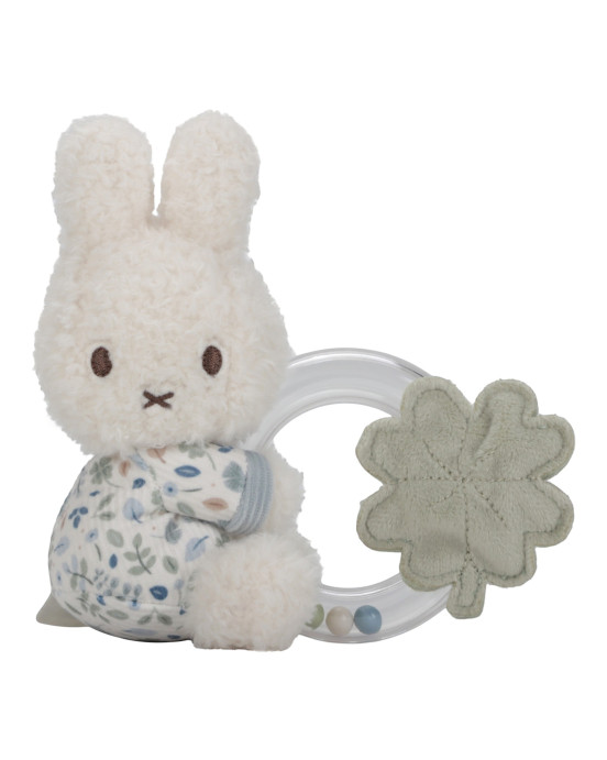 LITTLE DUTCH. Υφασμάτινη κουδουνίστρα με κρίκο Miffy - Lucky Leaves GRS