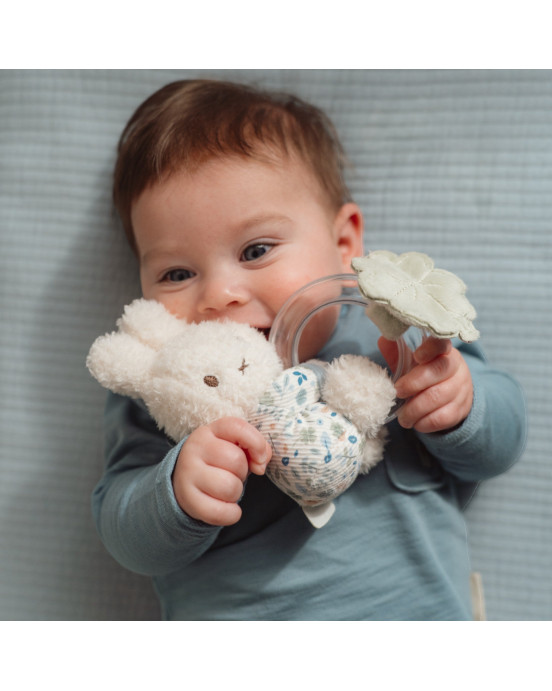 LITTLE DUTCH. Υφασμάτινη κουδουνίστρα με κρίκο Miffy - Lucky Leaves GRS