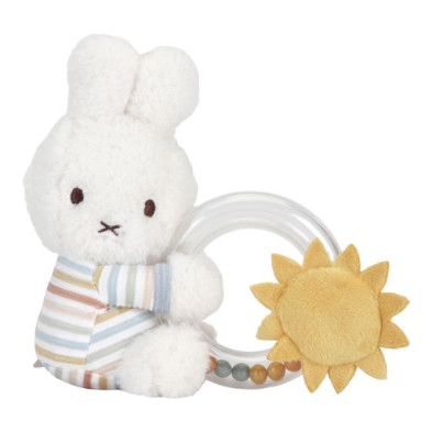 LITTLE DUTCH. Υφασμάτινη κουδουνίστρα με κρίκο Miffy Vintage Sunny Stripes