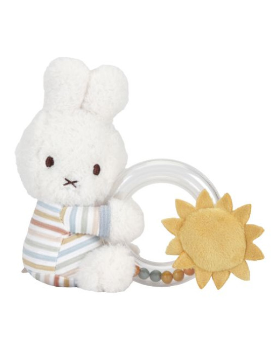 LITTLE DUTCH. Υφασμάτινη κουδουνίστρα με κρίκο Miffy Vintage Sunny Stripes