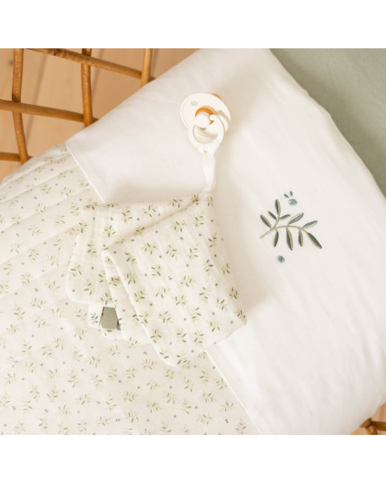 LITTLE DUTCH. Σεντόνι για λίκνο με κέντημα Blueberry Leaves 100x70