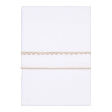 LITTLE DUTCH. Σεντόνι για λίκνο με κέντημα Beige Rounded 70x100