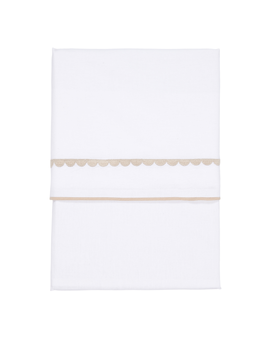 LITTLE DUTCH. Σεντόνι για λίκνο με κέντημα Beige Rounded 70x100