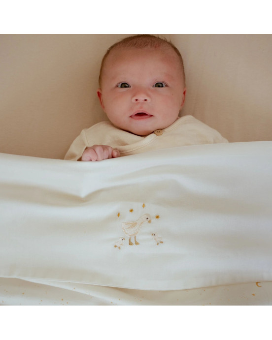 LITTLE DUTCH. Σεντόνι για λίκνο με κέντημα Little Goose 100x70