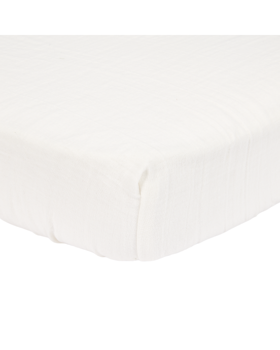 LITTLE DUTCH. Σεντόνι από μουσελίνα με λάστιχο Soft White 40x80