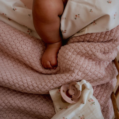 LITTLE DUTCH. Κουβέρτα πλεκτή με επένδυση fleece Pure Blossom 110x140