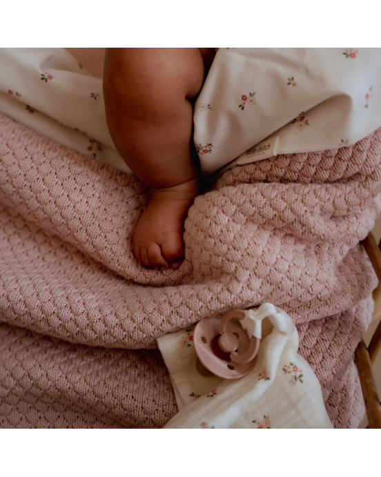 LITTLE DUTCH. Κουβέρτα πλεκτή με επένδυση fleece Pure Blossom 70x100